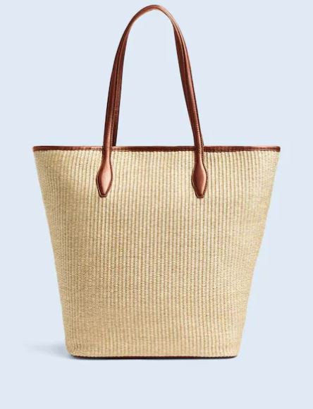 The Leather-Trimmed Straw Tote