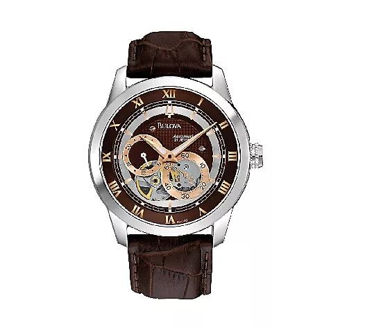 Bulova Men's Automatic Brown Leather StrapWatch